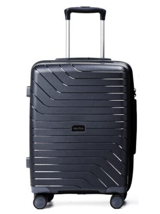 Nautica Medium Travel Suitcase Hard Black with 4 Wheels Height 65cm