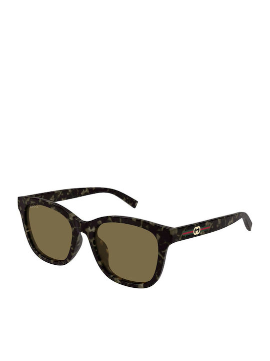 Gucci Women's Sunglasses with Brown Tartaruga Plastic Frame and Yellow Lens GG1984SK 003