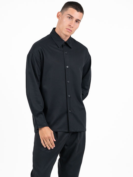 Langärmeliges Overshirt Schwarz