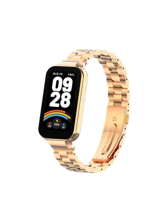 Metal Watch Strap Three Beads Redmi Band 3 Xiaomi Smart Band 9 Active Rose Gold