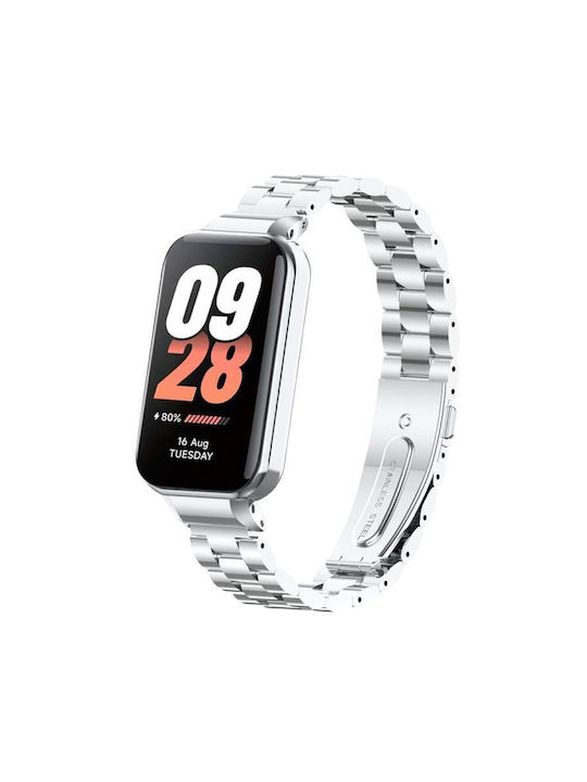 Метална Кайшка За Часовник Три Мъниста Redmi Band 2 Xiaomi Smart Band 8 Active Сребриста