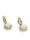 Gold-Plated Steel Hoop Earrings with Pearls