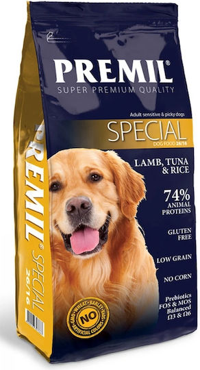 Premil Special 3kg Trockenfutter für Hunde mit Lamm, Thunfisch, Fleisch, Reis und Huhn