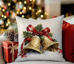 By Queen Limited Festive Edition Μαξιλαροθήκη Golden Bells Χιονισμένο Φόντο 45x45εκ