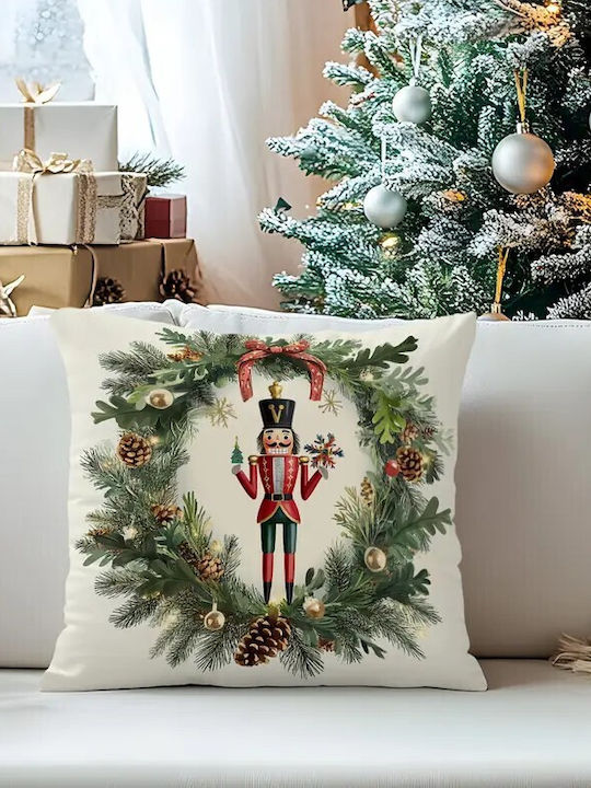 By Queen Limited Festive Edition Μαξιλαροθήκη Nutcracker Wreath Mε Πεύκα Κουκουνάρια 45x45εκ