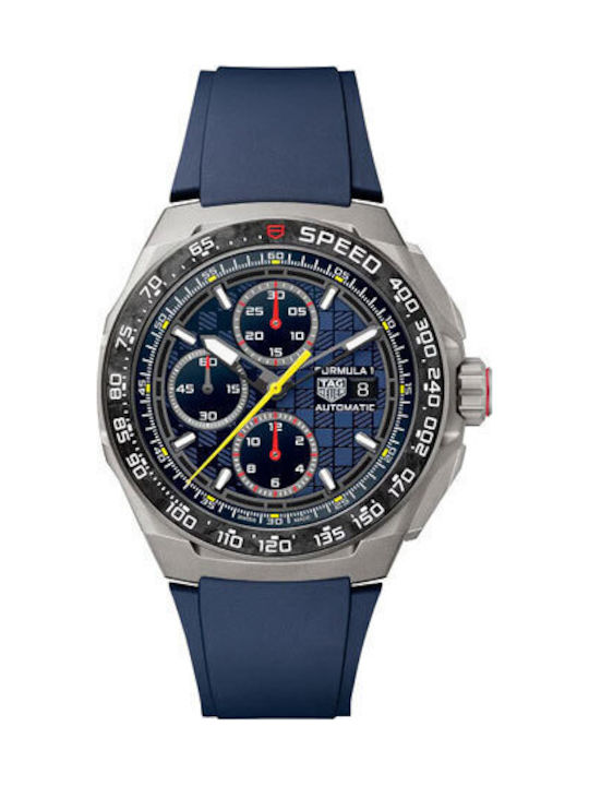 TAG Heuer Ανδρικό Ρολόι Μπαταρίας με Μπλε Καουτσούκ Λουράκι