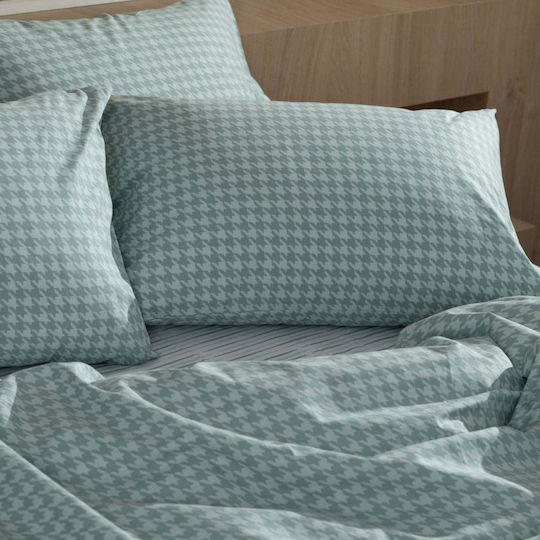 White Fabric Set Cearșafuri Single 165x270cm. Lune Albastru 3buc