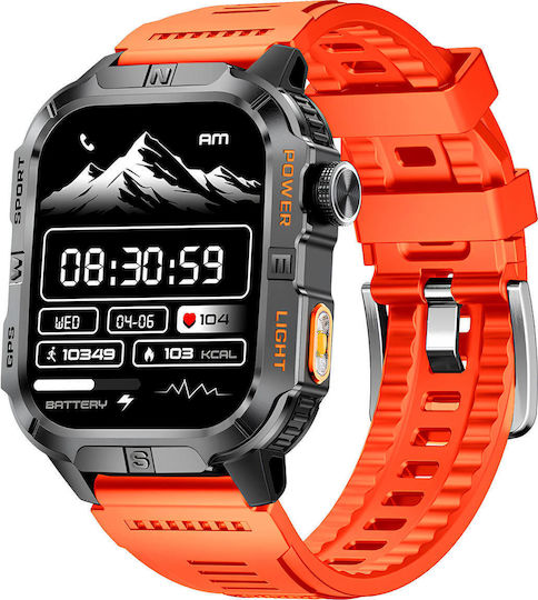 Microwear GTH3 Stainless Steel Smartwatch with Heart Rate Monitor (Orange)