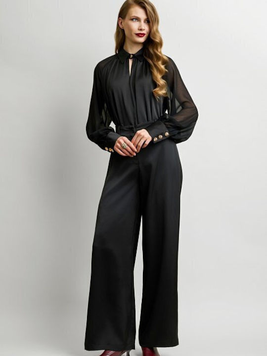 Femei Din material textil Pantaloni cu elastic cu Croială Palazzo Black