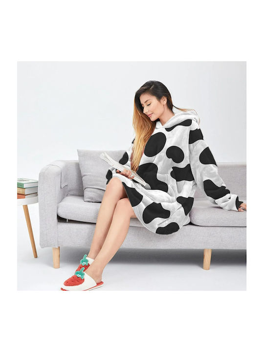 Κουβέρτα με Μανίκια 115x80εκ. White/black