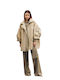 Sherpa Women's Grey/Beige Coat with Buttons