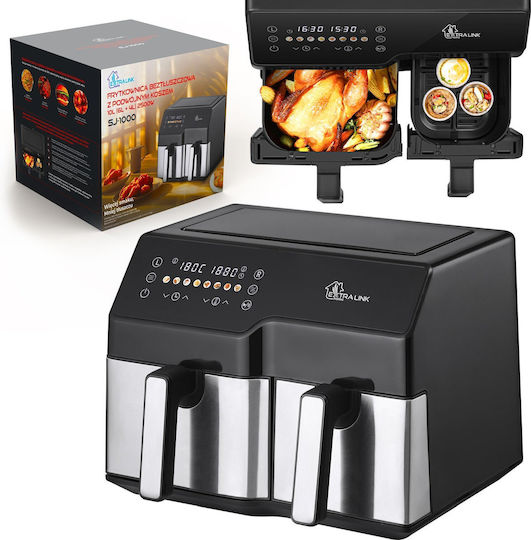 Extralink SJ-1000 Air Fryer with Double Detachable Bucket 10lt Silver