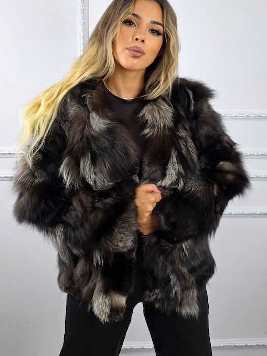 Women's Long Fur Black/grey