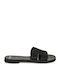 Leather Women's Flat Sandals in Black Color