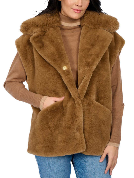 Oakwood Women's Sleeveless Short Fur Tabac Brown