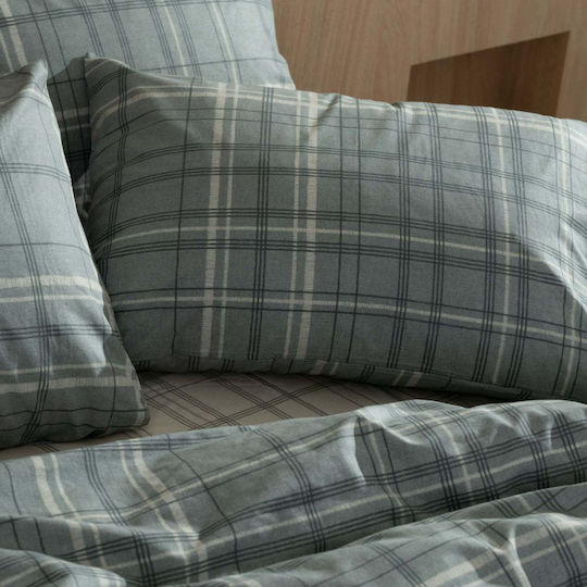 White Fabric Bettbezug Baumwolle Übergröße 230x250 Ciel Grey