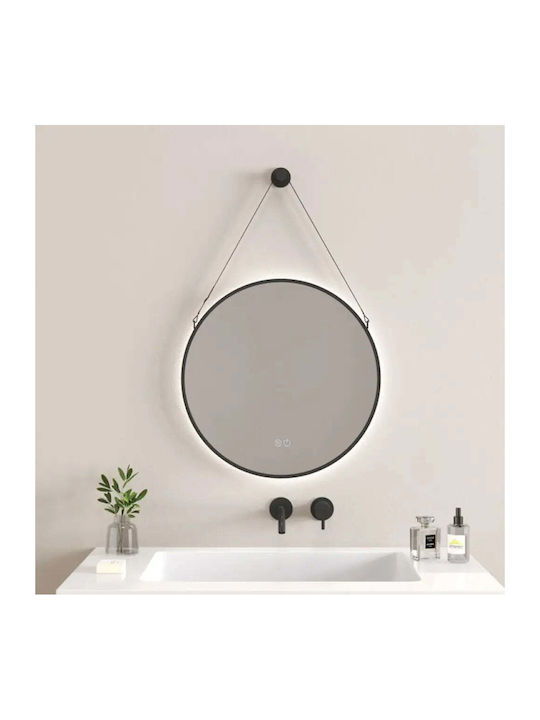 Inter Ceramic Badezimmerspiegel LED Berührung aus Metall 60x60cm Schwarz