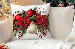 By Queen Limited Festive Edition Μαξιλαροθήκη Αλεξανδρινά Γκι Kαι Χρυσές Μπάλες 45x45εκ