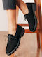 Leather Women's Moccasins in Black Color