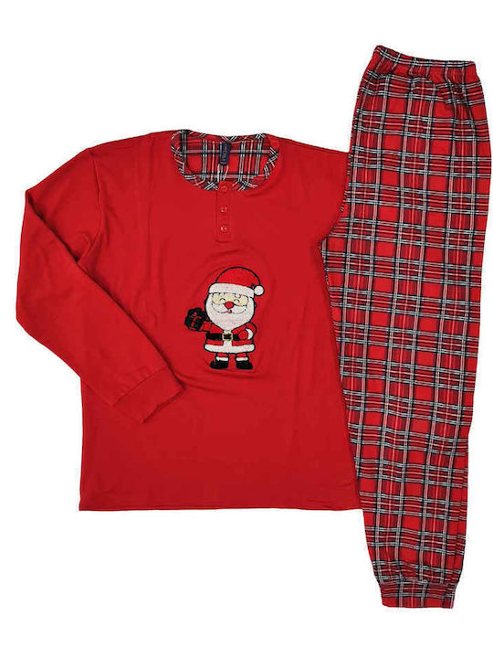 Lovelx Homewear Χειμερινή Ανδρική Πιτζάμα Κόκκινο