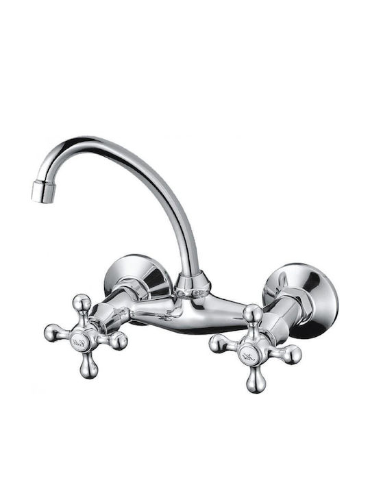 Inter Ceramic Kitchen Faucet Wall Silver