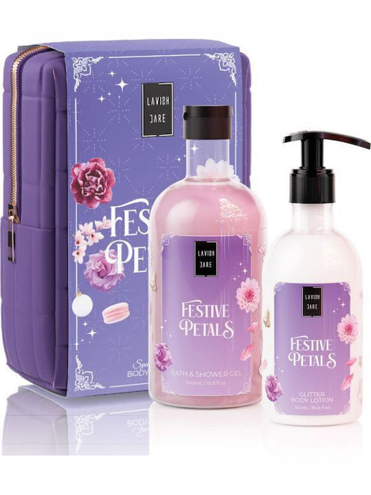 Lavish Care Festive Petals Skin Care Set for Body Cleaning, Moisturizing & Brightening 2 Pieces
