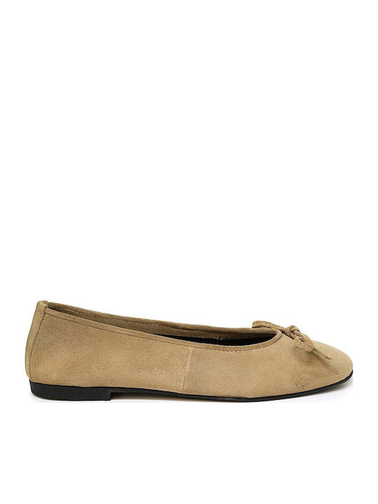 Bigshoes Lederne Damen Ballerinas in Beige Farbe