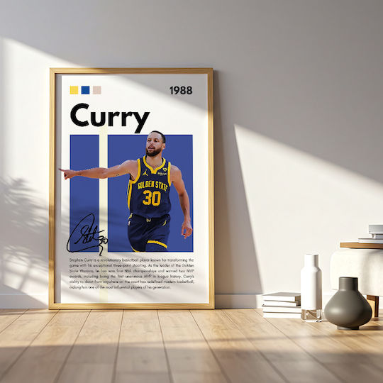 Poster Nba Greatness Series Steph Curry Snk195 21cm X 30cm Λευκή Ξύλινη Κορνίζα