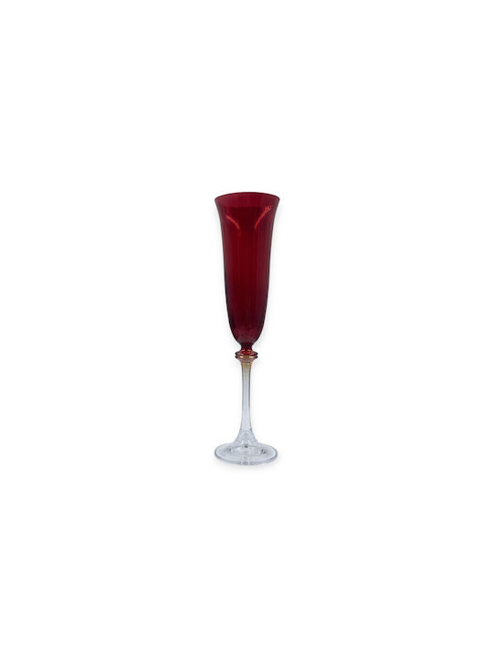 Domumart Set de pahare de sampanie / Vin alb din Cristal în Culoarea Roșu Cu picior 190ml 6buc