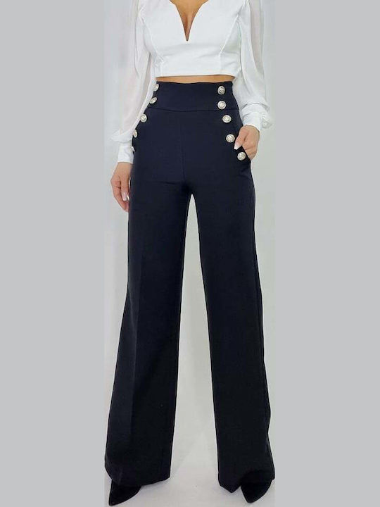 Dama Talie înaltă Tesatura Pantaloni Negru