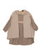 Girls Dress Long Sleeve Knitted Animal Print Set with Coat and Accessories Beige