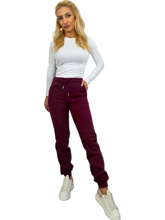 Dama Tesatura Pantaloni cu Elastic Roșu