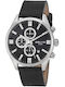 3Guys Men's Watch Chronograph Battery with Black Leather Strap