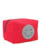 Ls00426 Toiletry Bag Silver On Red