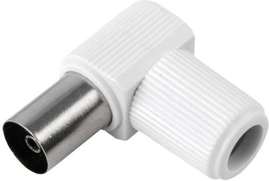 Г-образен Коаксиален Конектор RF Женски 9.5mm Бял