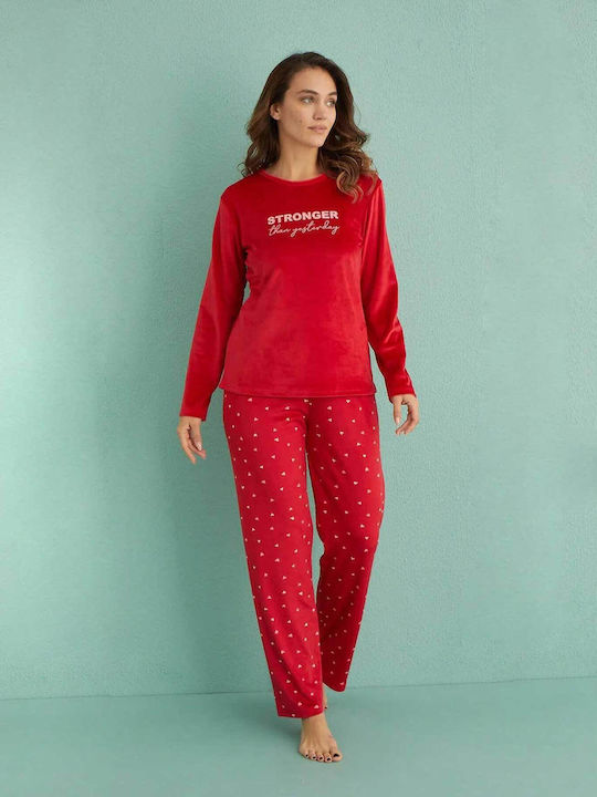 Mihra Winter Women's Pyjama Set Red