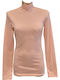 Women's Blouse Cotton Long Sleeve Turtleneck Pink