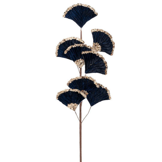 Μπλε Βελούδινο Κλαδί Ginkgo Glitter – 65cm 230.035.0009.16