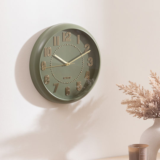 Wall Clock Plastic Green Ø30cm
