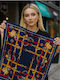 Women's Blue Bandana Scarf Chain Print 90x90 Cm