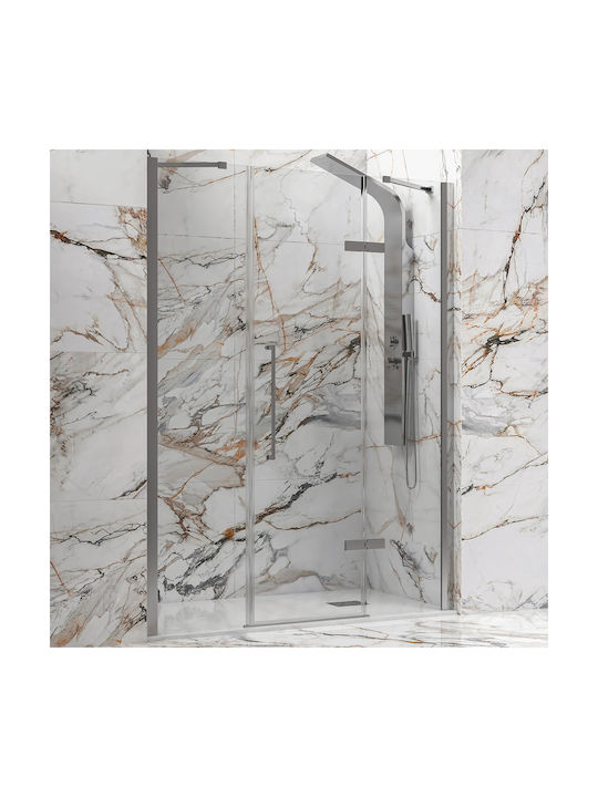 Karag Tinos 600 Shower Screen for Shower with Sliding Door 70x200cm Clear Glass Inox Brushed