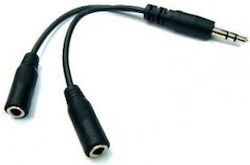 Audio Splitter Jack 3.5mm M 2x Jack 3.5mm F 0.2 M Stereo Black Wired Logo Audio Splitter Jack 3.5mm M 2x Jack 3.5mm F 0.2 M Stereo Black Wired Logo