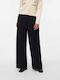 Damen Stoff Hose in Weitem Schnitt Black