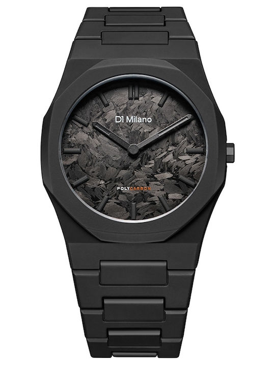 D1 Milano Polycarbon Men's Watch Battery with Black Rubber Strap