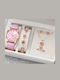 Women'S Watch Battery Set With Fuchsia Leather Strap