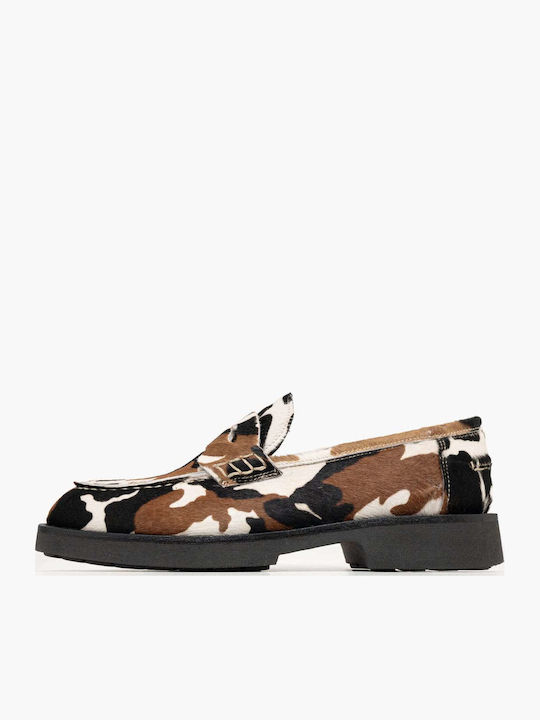 Leather Women's Loafers in Tabac Brown Color