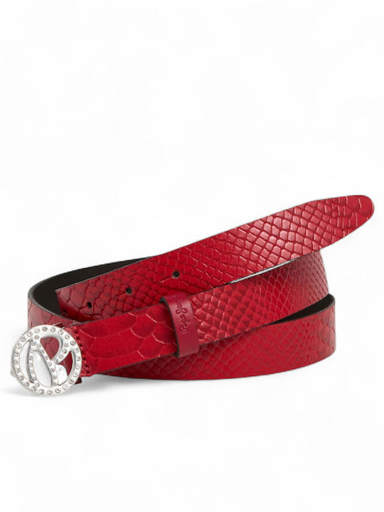 Leather Women's Belt Red