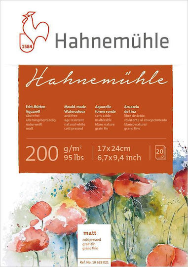 Hahnemuhle Watercolour Pad Mould-Made 20 Sheets 17x24cm 200gr Cold Pressed