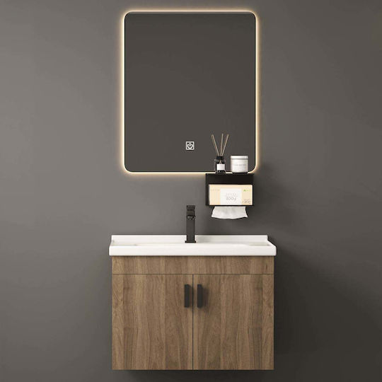 Woodwell Idea-3 Waschtisch mit Waschbecken & Spiegel L60xB47xH45cm Natural