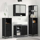 vidaXL Blat cu Lavoar, Oglindă & Coloană L35xW37.5xH100cm Black Beech